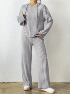 Ribbed Drawstring Hoodie Pants Set (4)