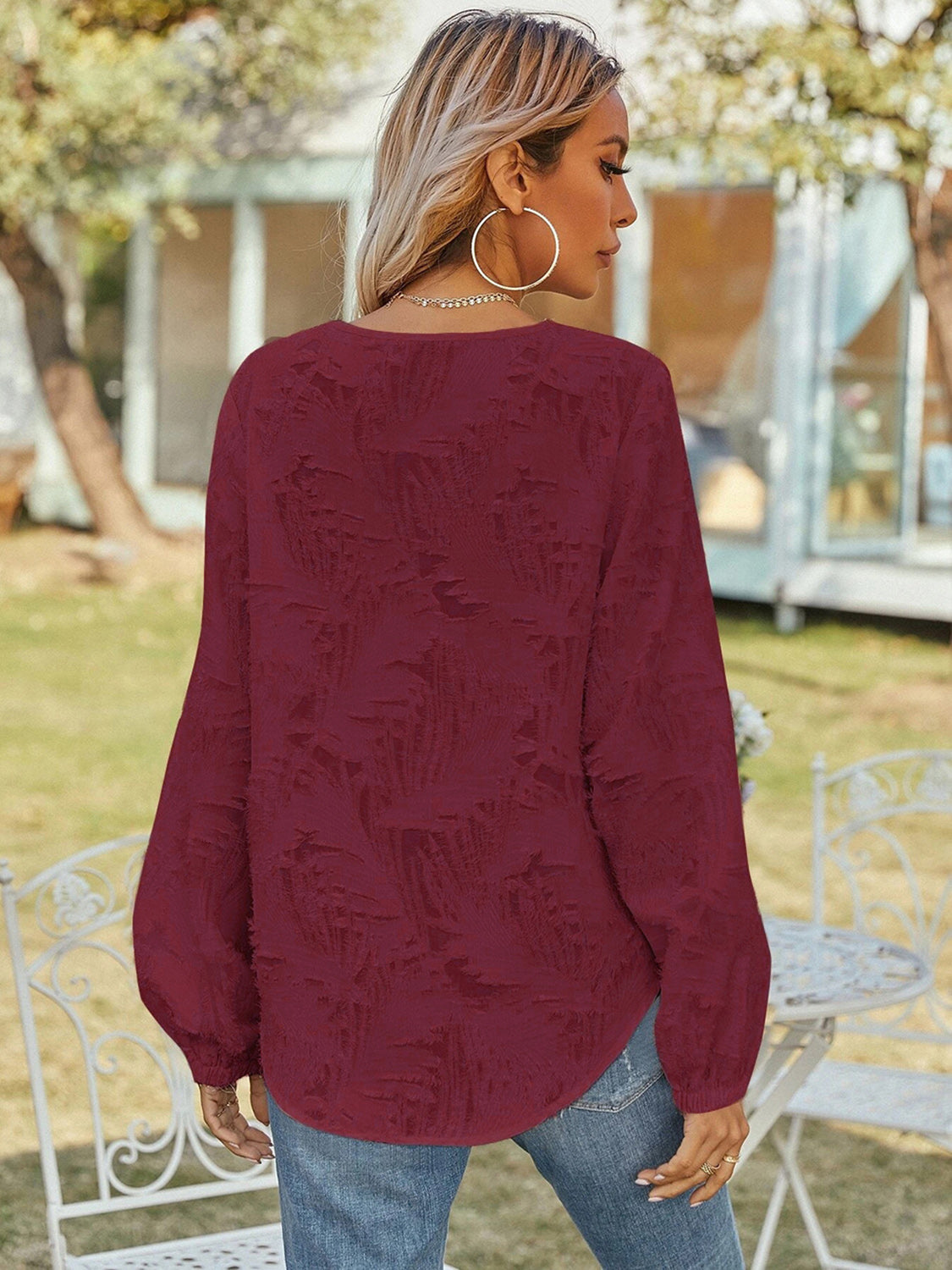 V-neck Long Sleeve Blouse (15)