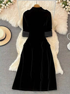Velvet Button-down Midi Dress (2)