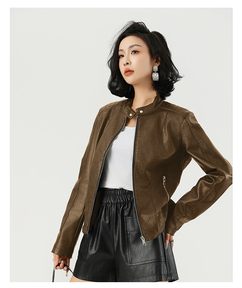 Leather Jacket Locomotive Coat photo 3