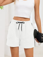 Striped Trim Drawstring Shorts (17)