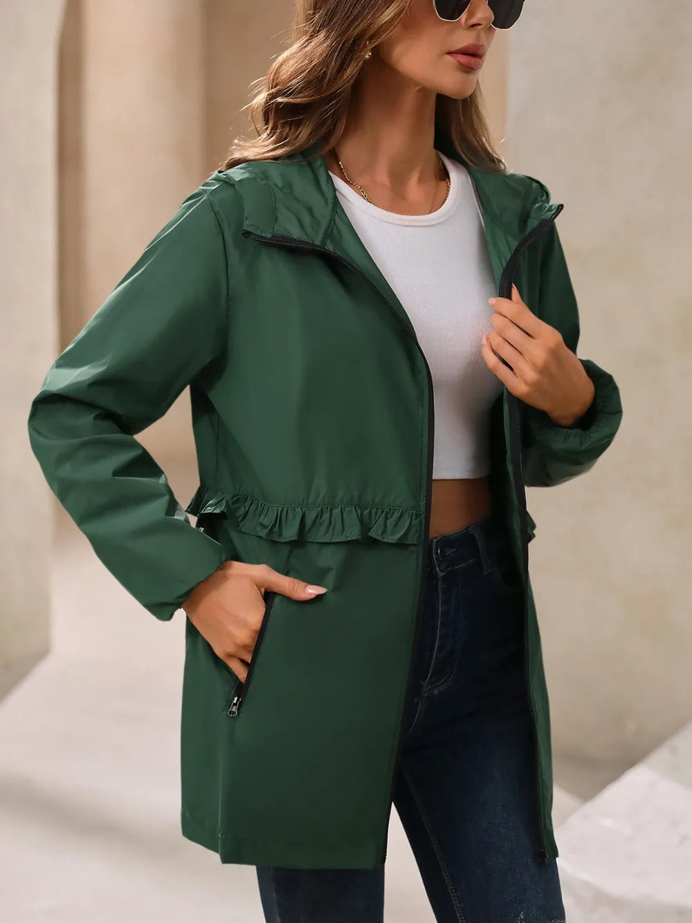 Outdoor Waterproof Long Sleeve Hooded Windbreaker (15)