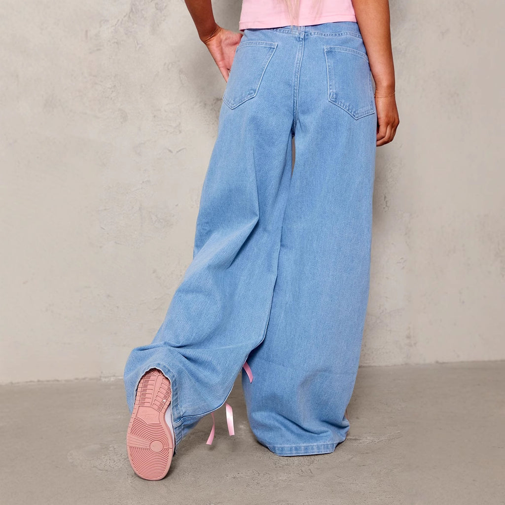 Bow High Waist Wide Leg Jeans photo 2