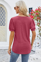 Frill Notched Short Sleeve Blouse (16)
