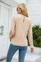 V-neck Flounce Sleeve Lace Top (12)