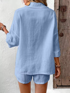 Button Detail Top Shorts Set (25)