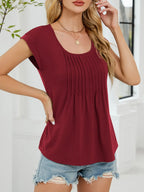 Pleated Front Scoop Neck T-shirt (9)