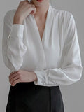 Long Sleeve Satin Blouse