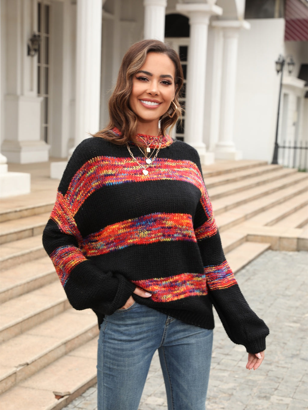 Striped Drop Shoulder Sweater (8)