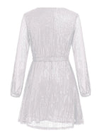 Sequin Tie Waist Long Sleeve Mini Dress (7)