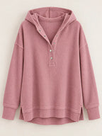 Full Size Snap Button Placket Dropped Shoulder Hoodie Plus (9)