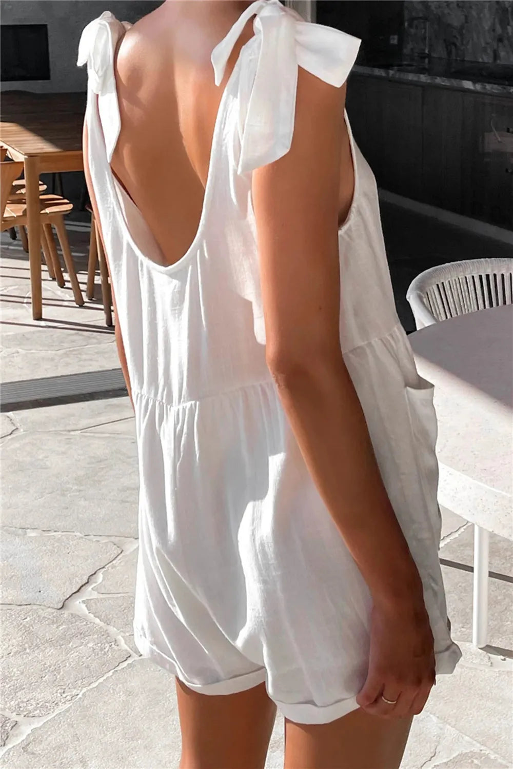 Full Size Scoop Neck Tie Shoulder Romper (8)
