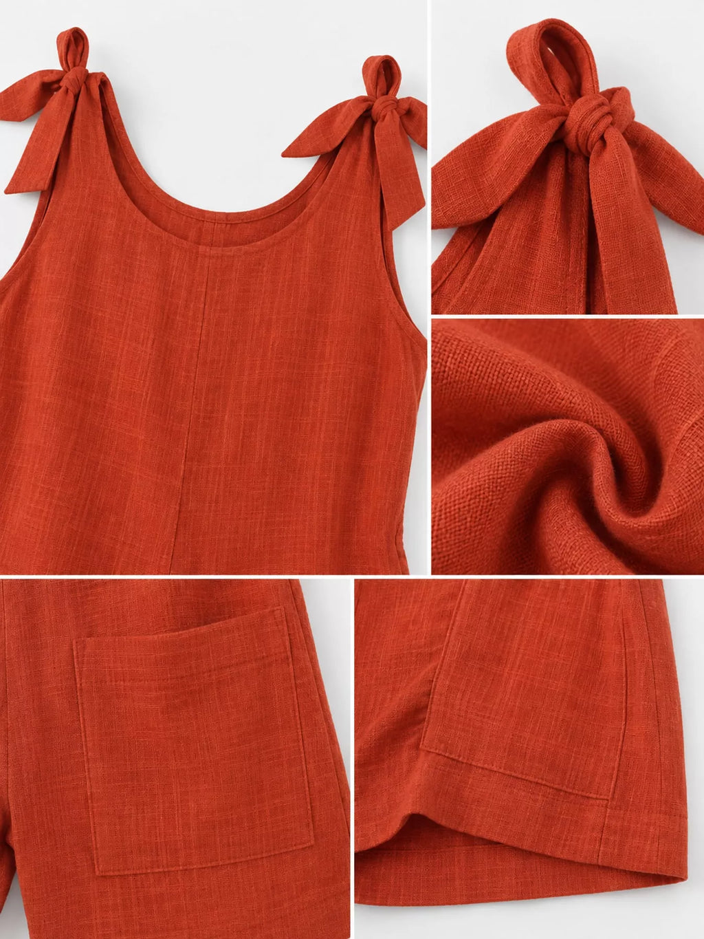 Full Size Tie-shoulder Romper Pockets Plus (36)