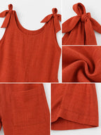 Full Size Tie-shoulder Romper Pockets Plus (36)