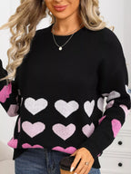 Valentine's Day Heart Pattern Crew Neck Sweater (16)