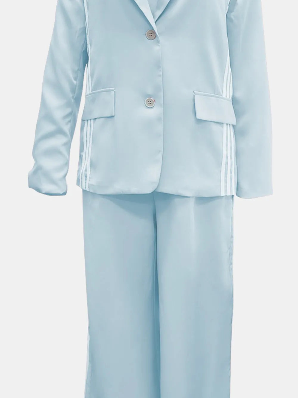 Side Striped Long Sleeve Blazer Pants Set (9)