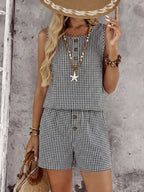 Gingham Sleeveless Top Shorts Set (4)