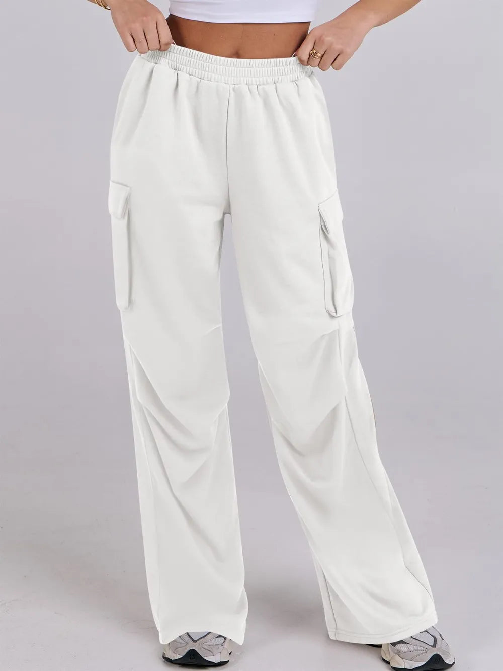 Elastic Waist Wide Leg Pants Pockets (5)