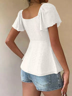 Sweetheart Neck Flutter Sleeve Top (3)
