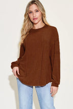 Full Size Ribbed Round Neck Long Sleeve T-shirt (9)