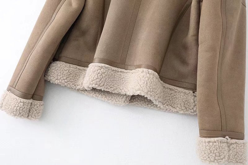 Fleece Autumn Winter Suede Fur Jacket Motorcycle photo 7