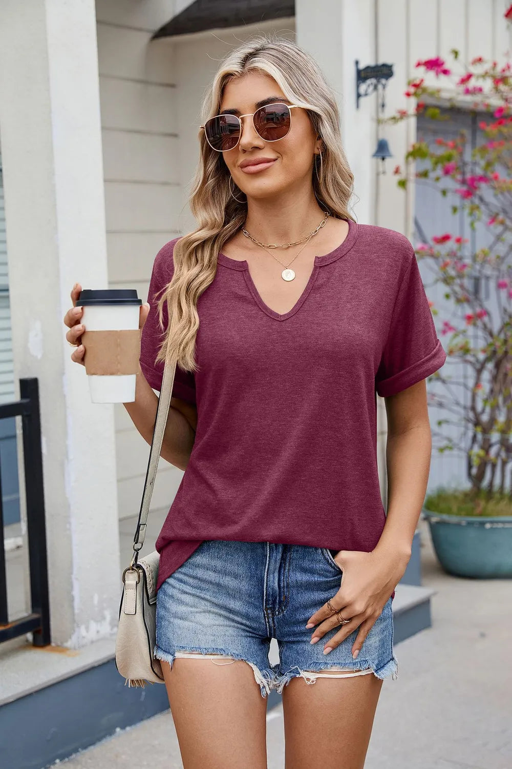 Notched Short Sleeve T-shirt (23)