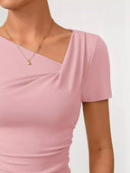 Asymmetrical Neckline Fitted T-shirt (3)