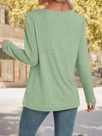 Lace Trim V-neck Long Sleeve T-shirt (3)
