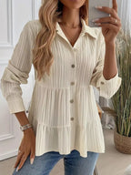 Button-down Long Sleeve Tiered Shirt