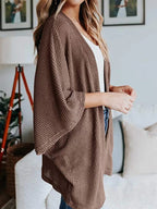 Full Size Open Front Waffle Knit Cardigan Plus (15)