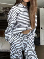 Striped Round Neck Top Pants Set (13)