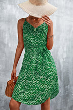 Printed V-neck Tie Waist Mini Dress (8)
