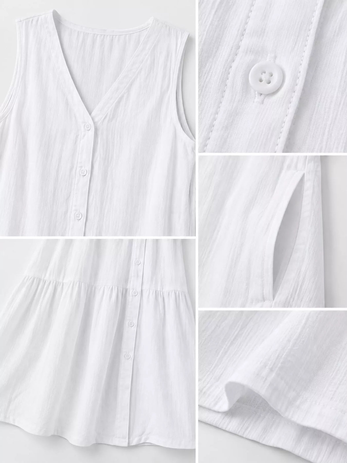 Full Size V-neck Button Front Sleeveless Midi Dress Plus (5)