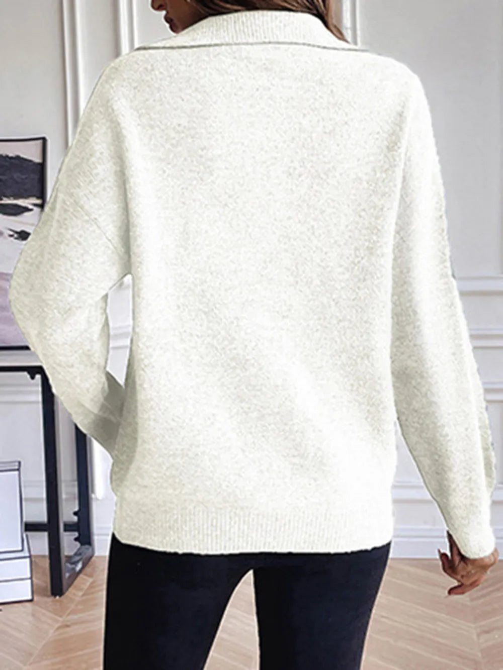 Half Zip Dropped Shoulder Sweater (6)
