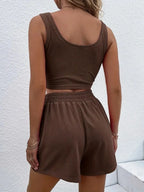 Full Size Wide Strap Tank Shorts Set Plus (11)