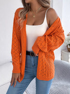 Openwork Open-front Long Sleeve Cardigan (6)