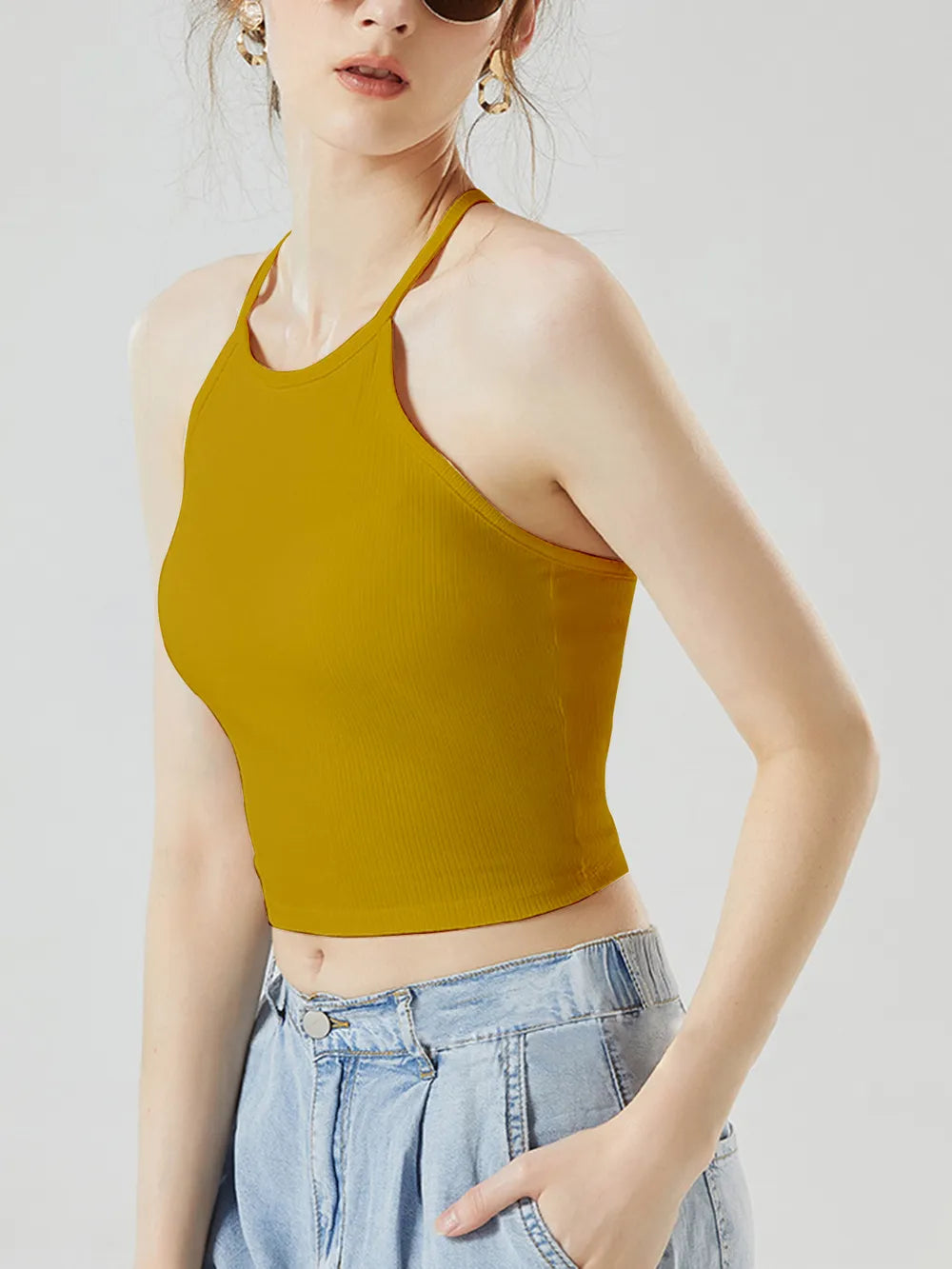 Grecian Neck Cropped Tank Chest Pads (26)