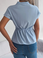 Notched Short Sleeve Blouse (7)
