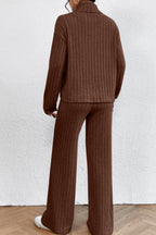 Mock Neck Dropped Shoulder Top Pants Set (22)
