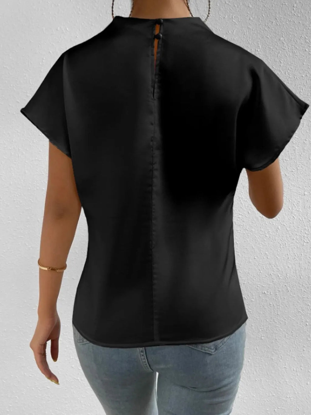 Mock Neck Short Sleeve Blouse (21)