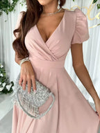 Surplice Short Sleeve Midi Dress (11)