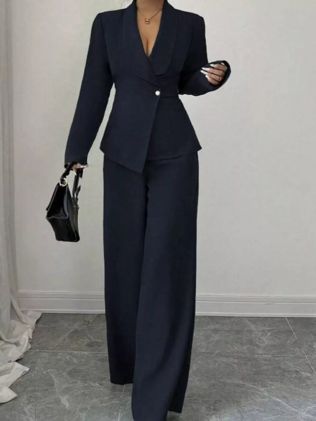 One Button Blazer Pants Set (7)