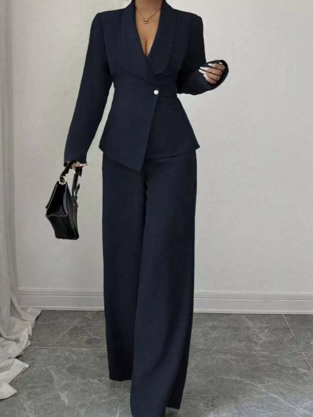 One Button Blazer Pants Set (7)