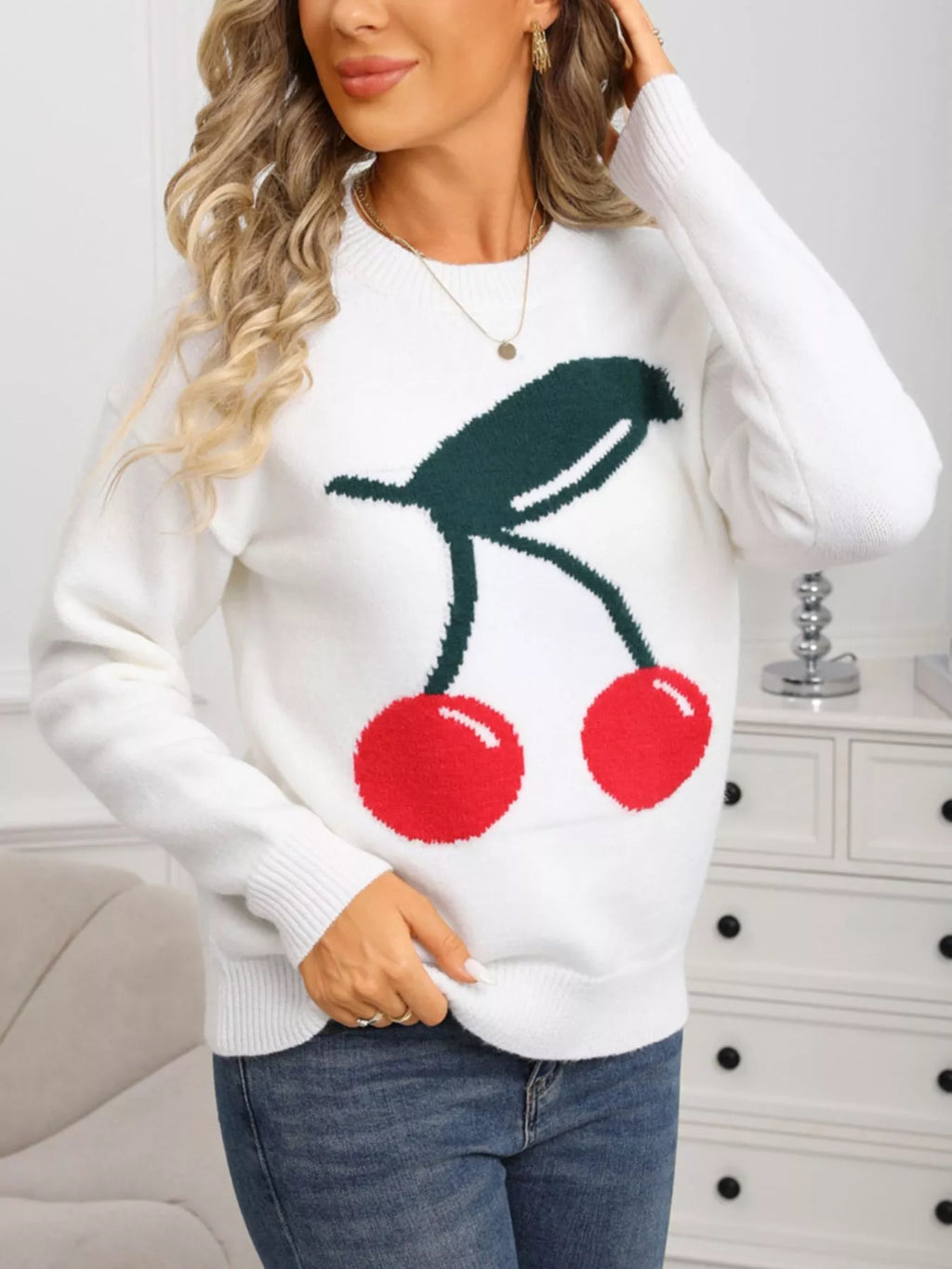 Cherry Round Neck Sweater (2)