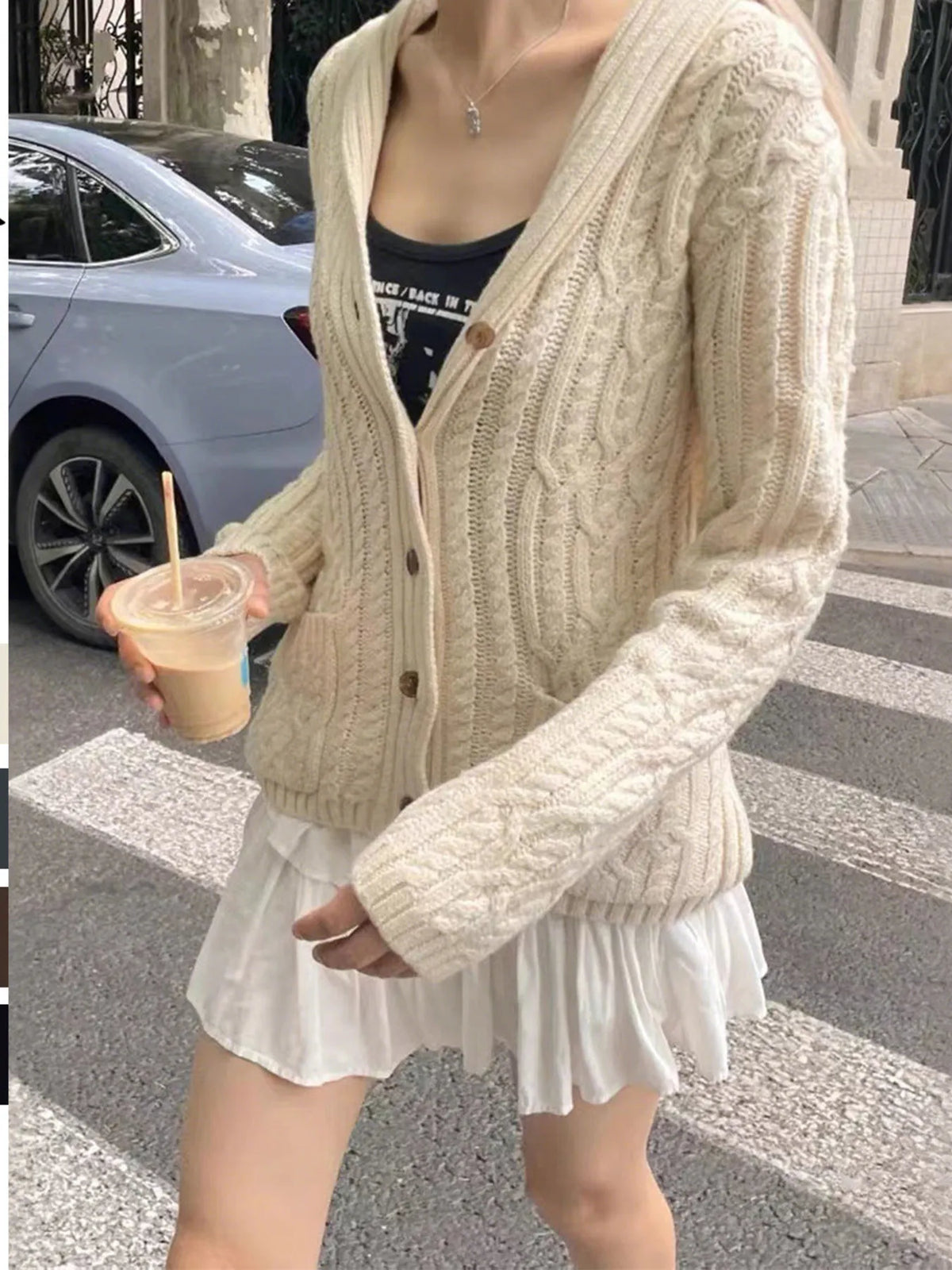 Cable Knit Button Up Cardigan