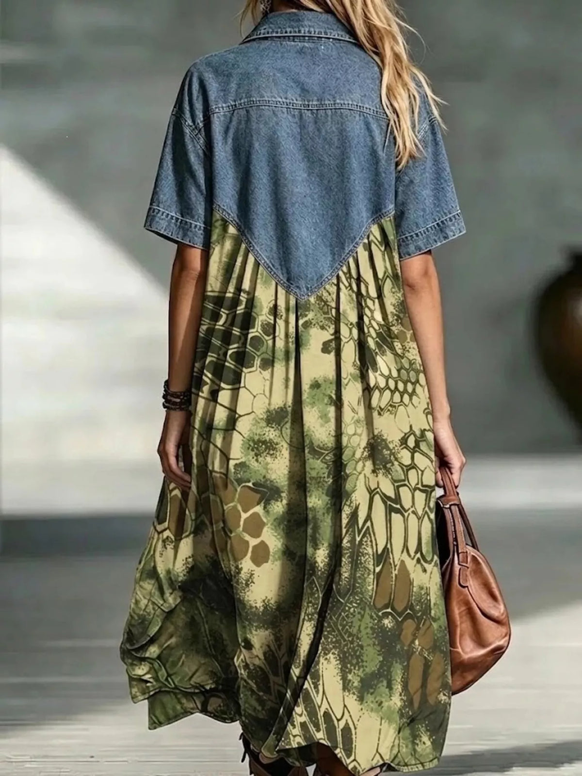 Full Size Denim Patchwork Printed Shirt Dress Plus (11)