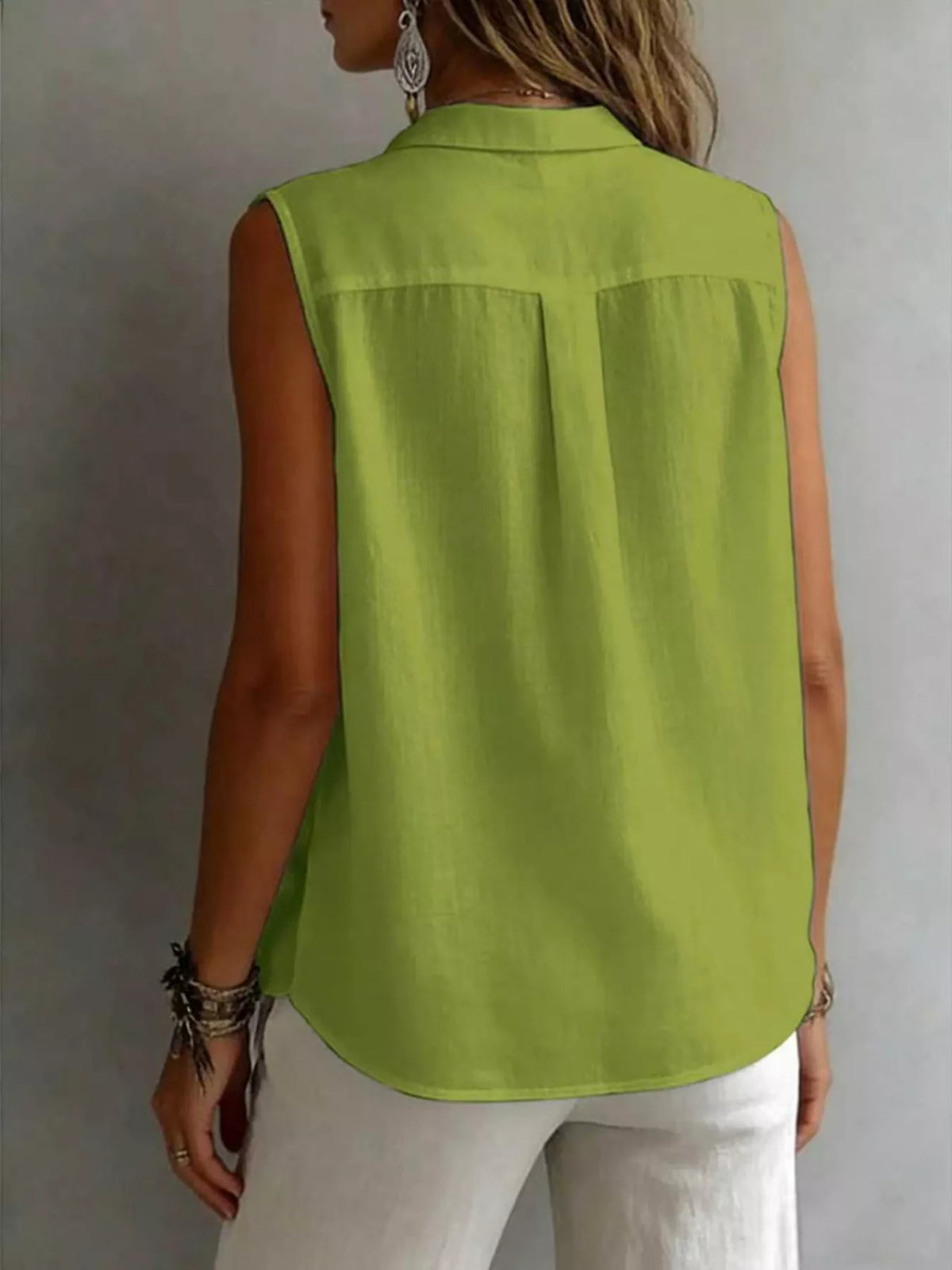 Sleeveless Button-down Shirt (3)