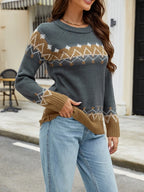 Contrast Round Neck Long Sleeve Sweater (11)