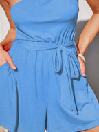 Single Shoulder Tie Waist Romper (3)