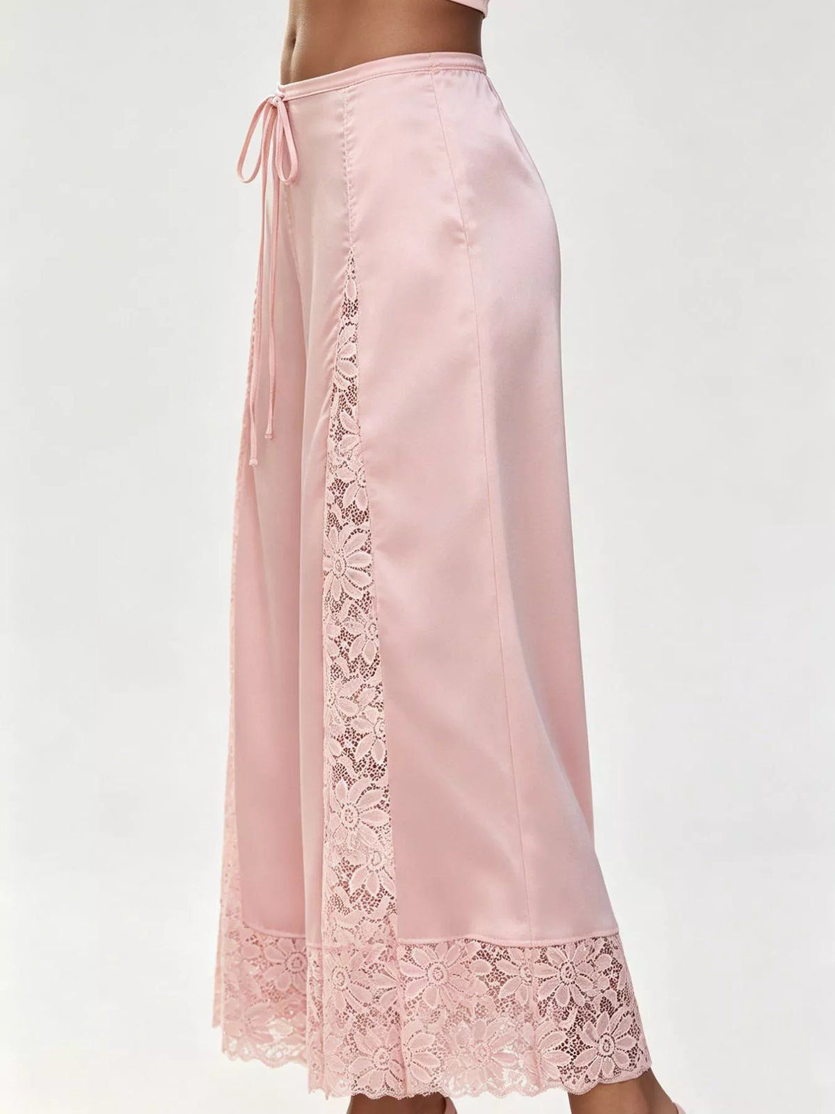 Lace Trim Wide-leg Cropped Pants (8)